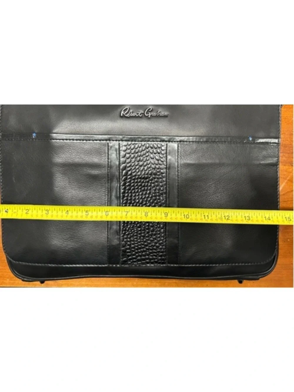 Robert Graham Quiet Luxury Mens Briefcase Laptop Messenger Bag in Black Leather